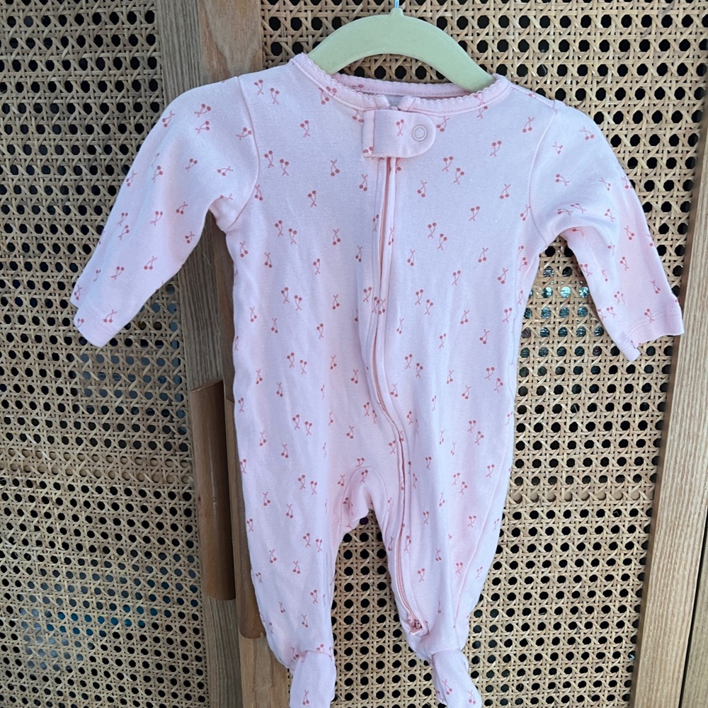 0-3M Pink Floral Footed Baby One-Piece